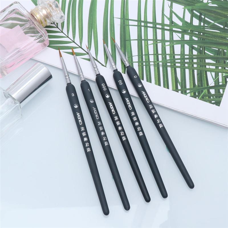 5pcs Hotsale Fijne Detaillering Schilderij Tekening Professionele Wolf Fijne Tip Nylon Haar Detail Kwast Set Verf Nummer Pennen a35