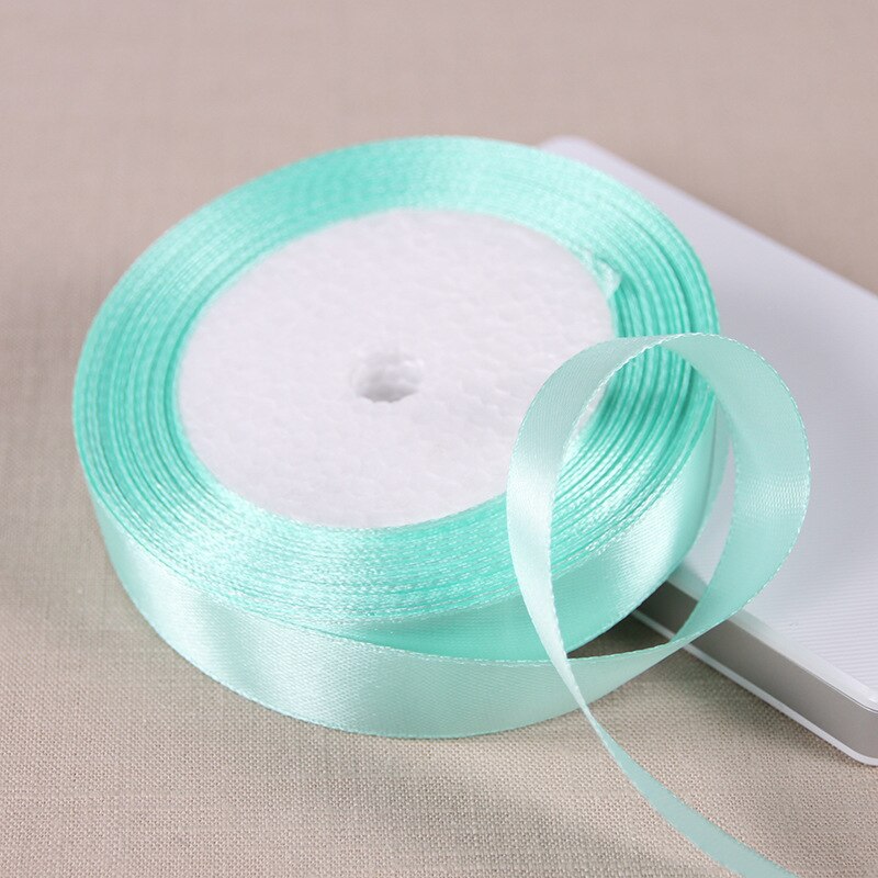 Bonita cinta de satén de seda color verde aguamarina, accesorios decorativos para envolver de boda, Material hecho a mano, 6/10/15/20/25/40/50mm, 25 yardas: 15mm Aqua Green