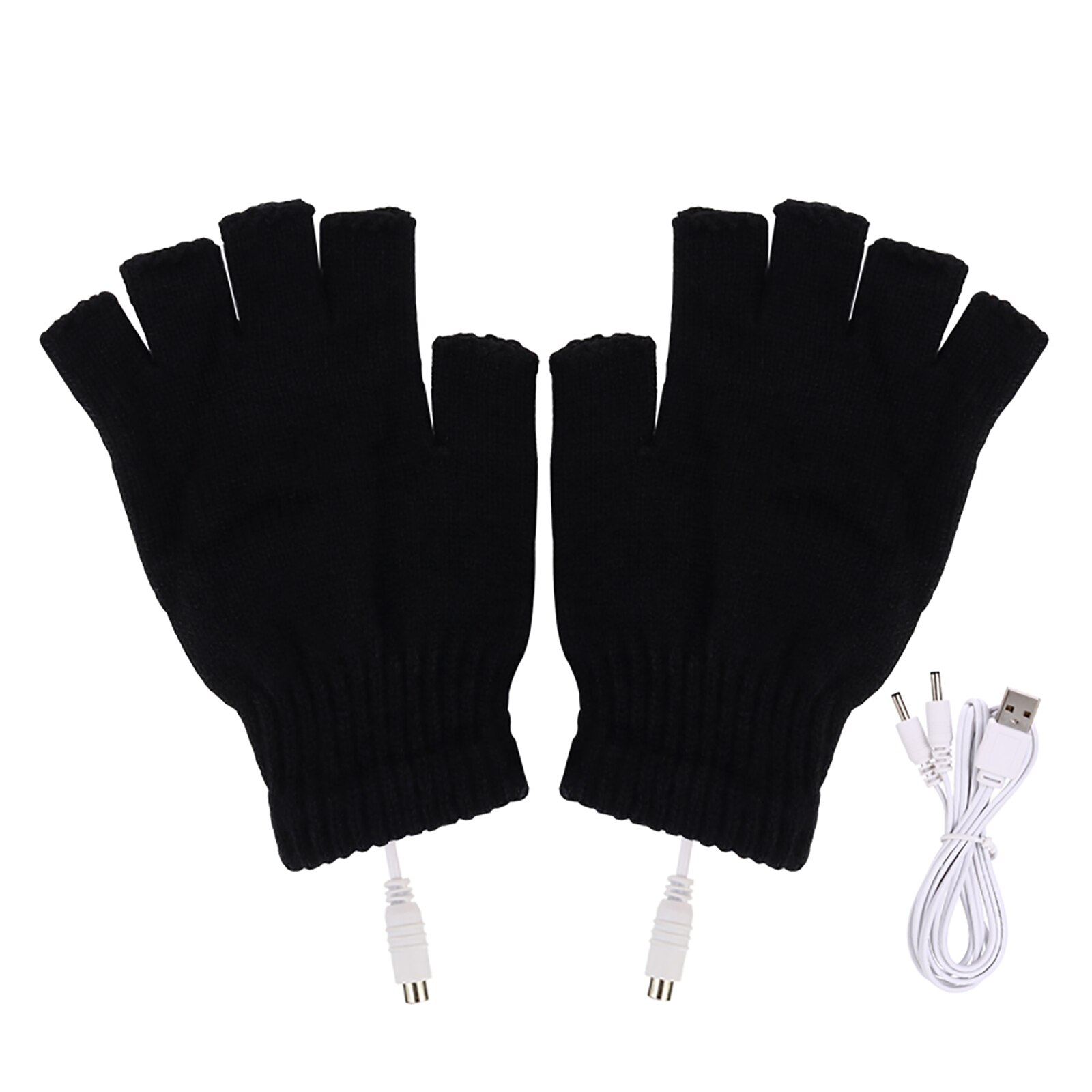 Heated Gloves Fingerless Heating USB Heated Gloves Laptop Gloves Winter Unisex Hands Warm Hands Warmer Woolen Warm Laptop Gloves