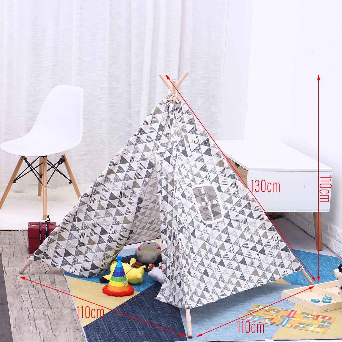 130cm Large Baby Tent Child Teepee Tent for kids Cotton Canvas Wigwam Playhouse Indian Play Kids Tent Little Play House