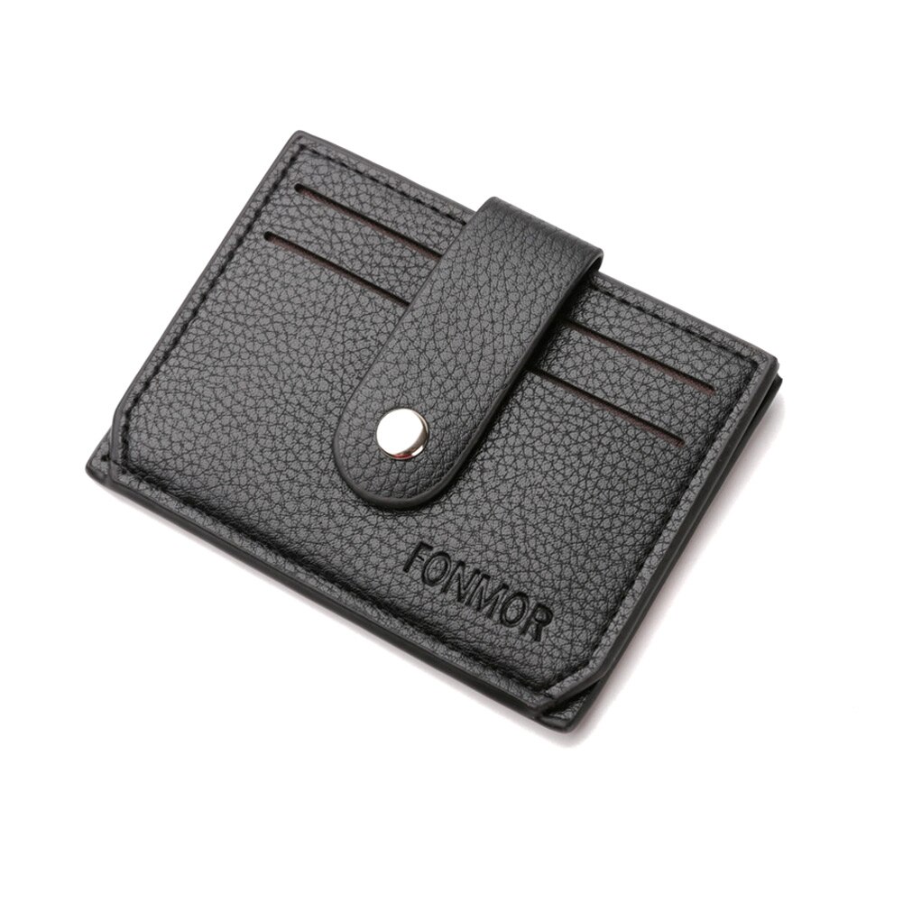 Mannen Mini Pu Lederen Card Bag Holder Purse Id Credit Card Wallet Xin: Black