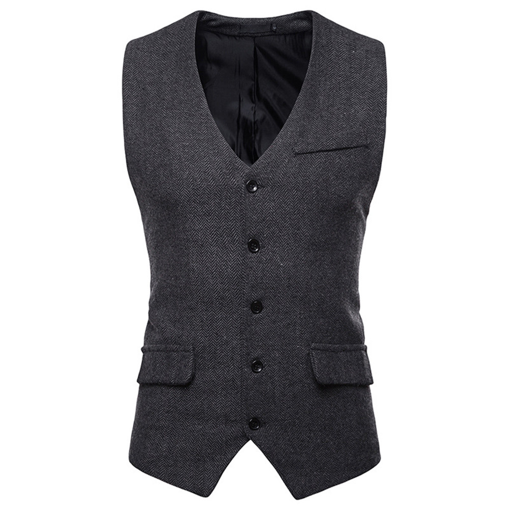 Jurk Vesten Voor Mannen Slim Fit Heren Pak Vest Mannelijk Vest Gilet Homme Casual Mouwloze Formele Zakelijke Jas: Black / XL