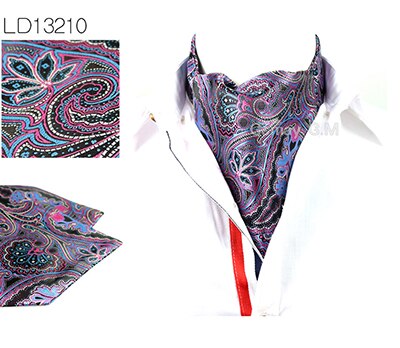 Män vintage prickigt bröllop formell kravat ascot scrunch själv brittisk stil gentleman siden hals slips lyx: Ld13210