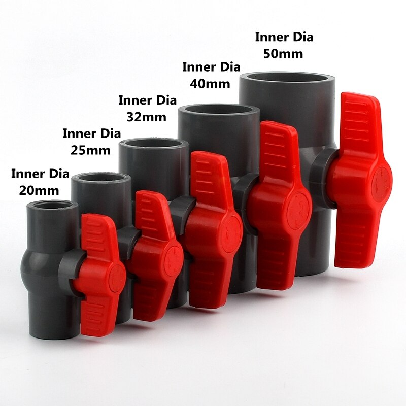 1PC 20~110mm PVC Pipe Socket Ball Valve Aquarium Fish Tank Connectors Fittings Garden Irrigation System Adapter PVC Ball Valve