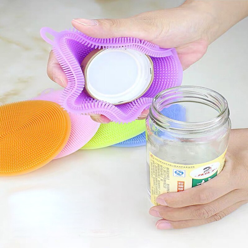 Multifunctional Silicone Brush Kitchen Dishwashing Sourcing Pad Decontamination Pot and Bowl Cleaning Brush Anti Table Mat