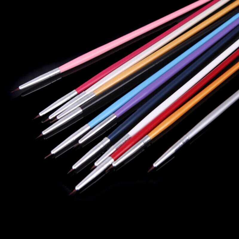 12 stk bittesmå akryl nail art tips liner maleri tegning farverige pensel pen værktøjer