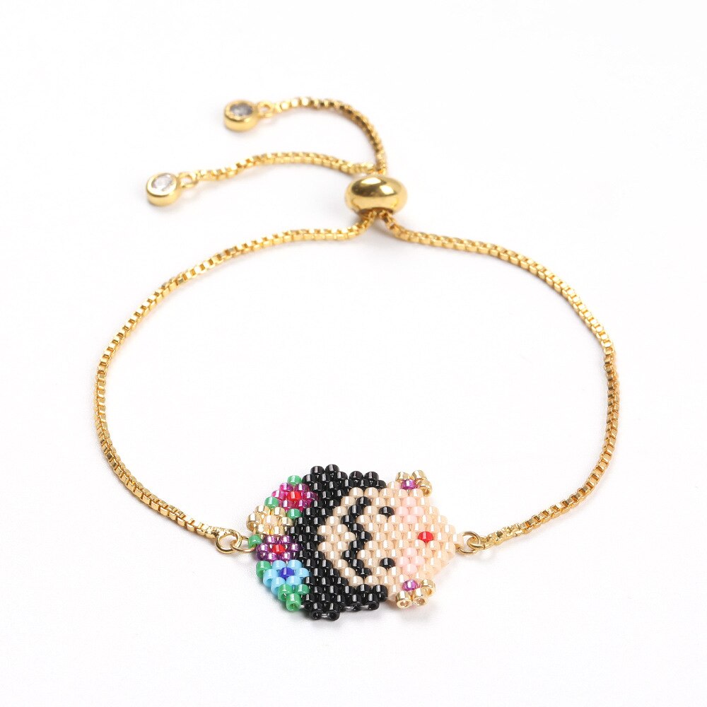 Ethnic Black Handmade Weaving Bracelets Tassel Boho Cartoon Charm Bracelets Fine Jewelry For Women Girls Valentine's Day: A gold