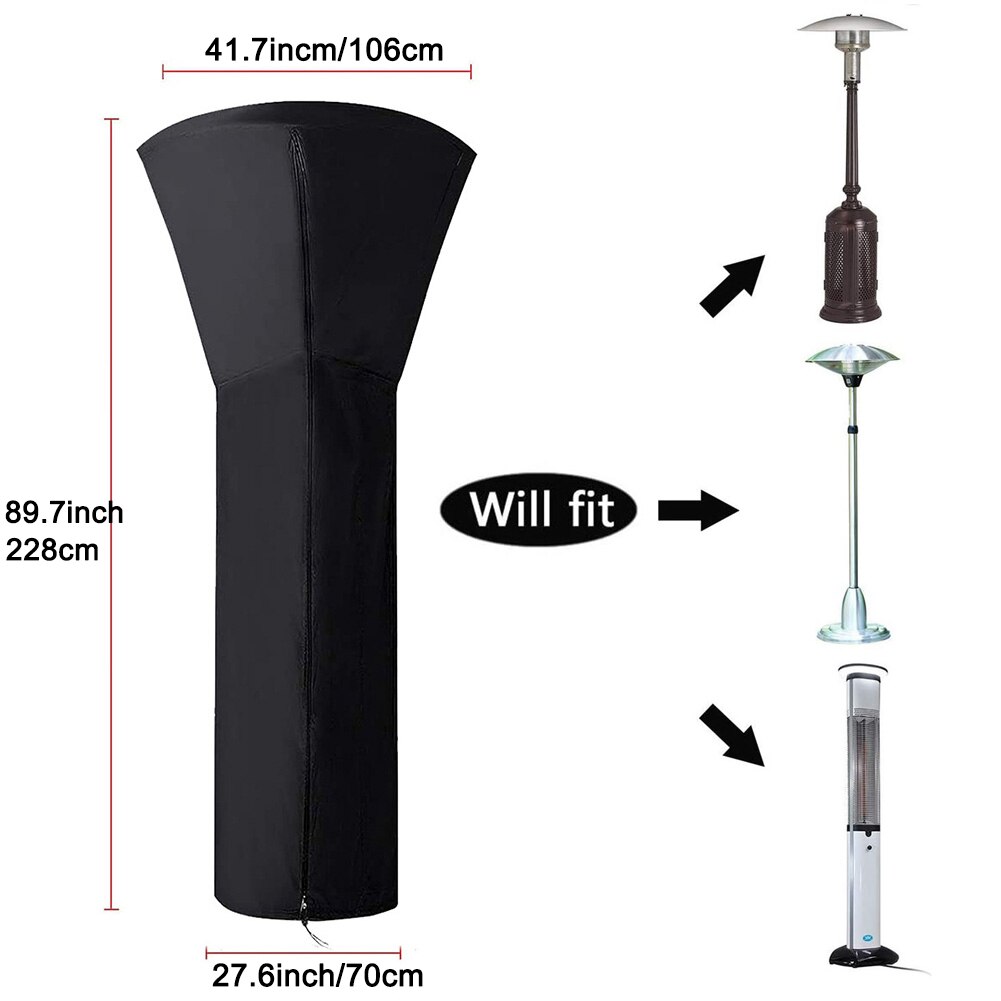 Patio Heater Cover Heavy Duty Waterproof Gas Pyramid Standup Outdoor Furniture Protector All-Purpose Covers With Zipper: D106x228cm
