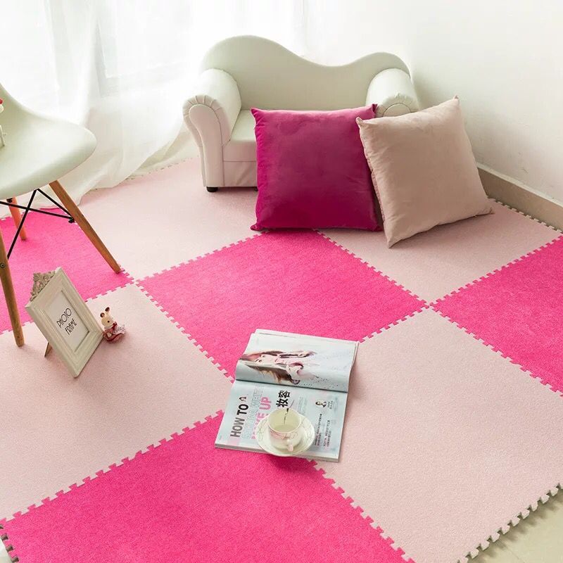 Tapete de camurça para crianças, tapete infantil de camurça com espuma eva interlock alfombra infantil de 30x30cm