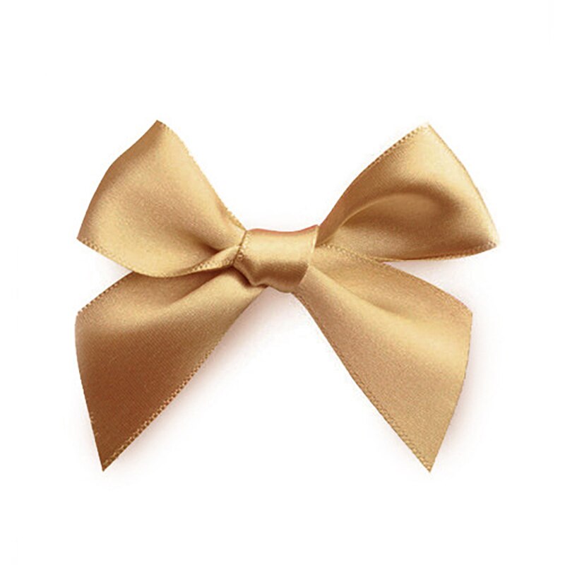 10Pcs Handmade Ribbon Bows DIY Craft Supplies Wedding Party Decor Packing Bowknots Hair Headwear Accessories Appliques: Gold