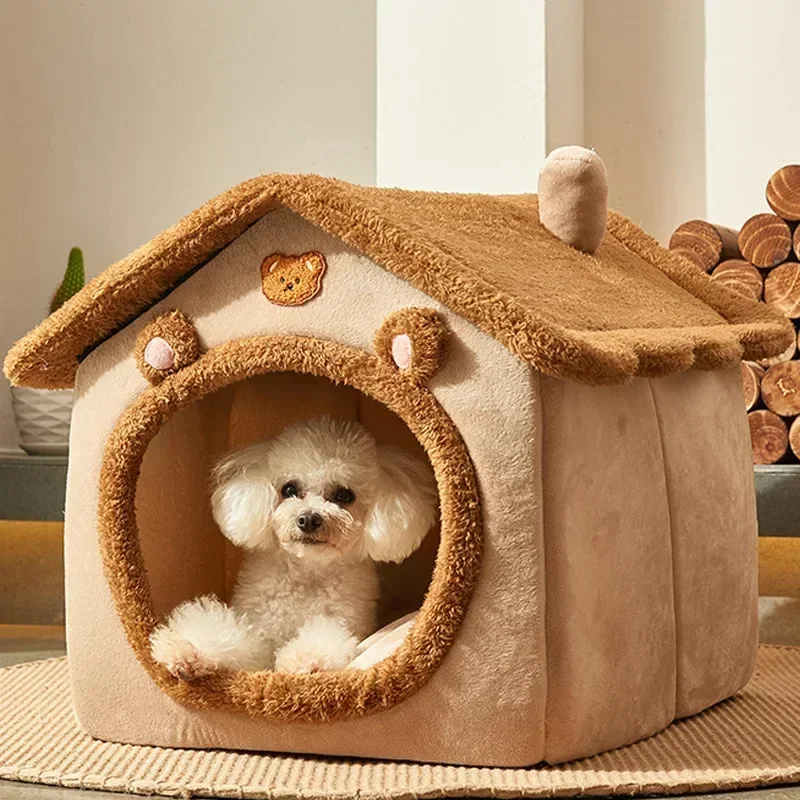 Casas plegables para perros y gatos pequeños y medianos, colchones, productos para mascotas, cestas para cachorros, perillas de invierno.