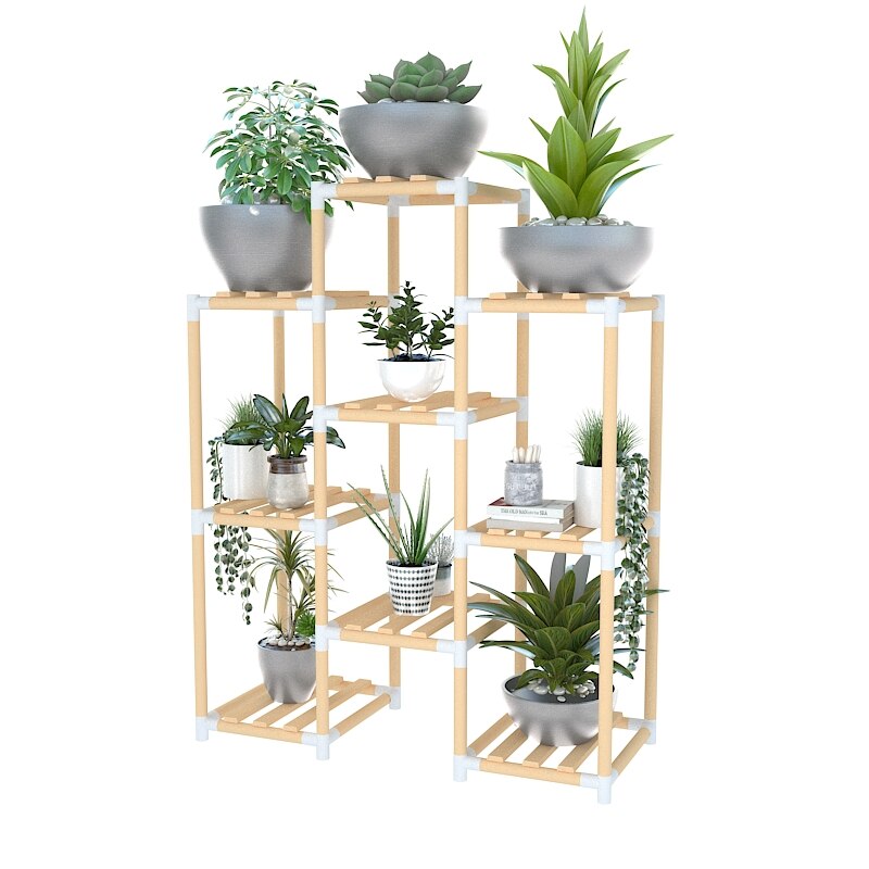 Louis Plant Selves Solid Wood Simple Assembly Indoor Living Room Multi-storey Solid Wood Balcony Modern