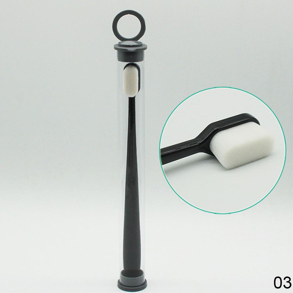 Ultra-fine Toothbrush Super Soft Bristle Toothbrush Holder Deep Cleaning Brush Oral Care Tools: Black handle flat