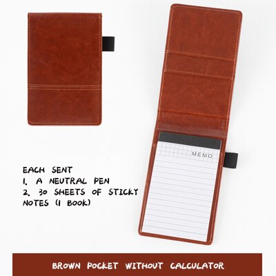 A7 Portable Work Notebook Portable Notebook With Calculator Multi-Function Notes A Variety Of Portable And Compact: A brown