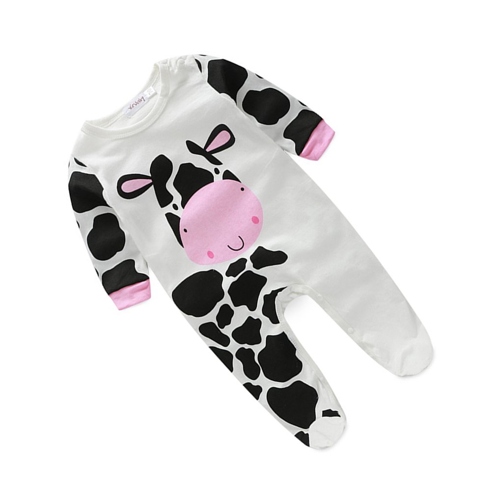 Male And Female Baby Newborn Animal Harrier Series White Cow Neutral Cotton Long Sleeve Round Neck Autumn Winter