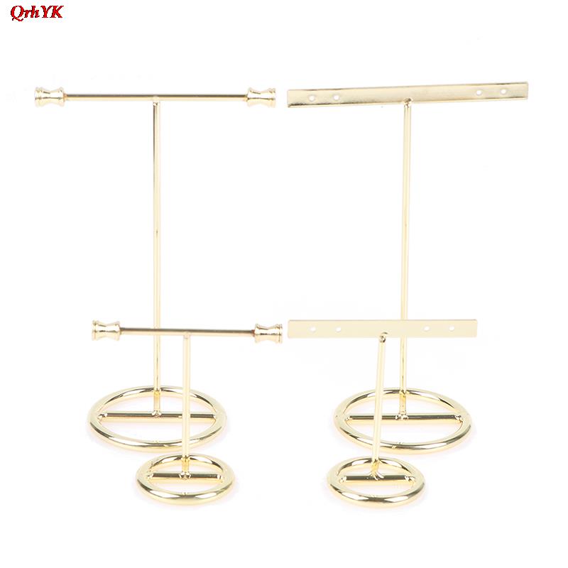 Gyldent metal t-formet armbånd ring øreringe organizer smykkeholder stativ halskæde armbånd display rack