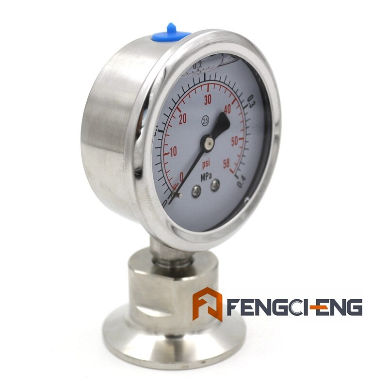 1.5"Tri Clover Sanitary Pressure Gauge 0-60 PSI Bottom Mount 304 Stainless Steel Beer Conical Fermenter Parts