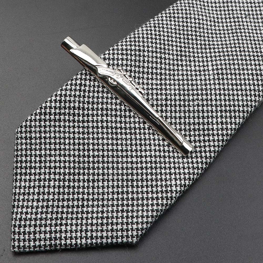 1 Piece Chrome Stainless Tie Clips Guitar lizard Dinosaur Bird Sword Pen Shape Tie Clip for Men Necktie Clips Pin For Mens: 13