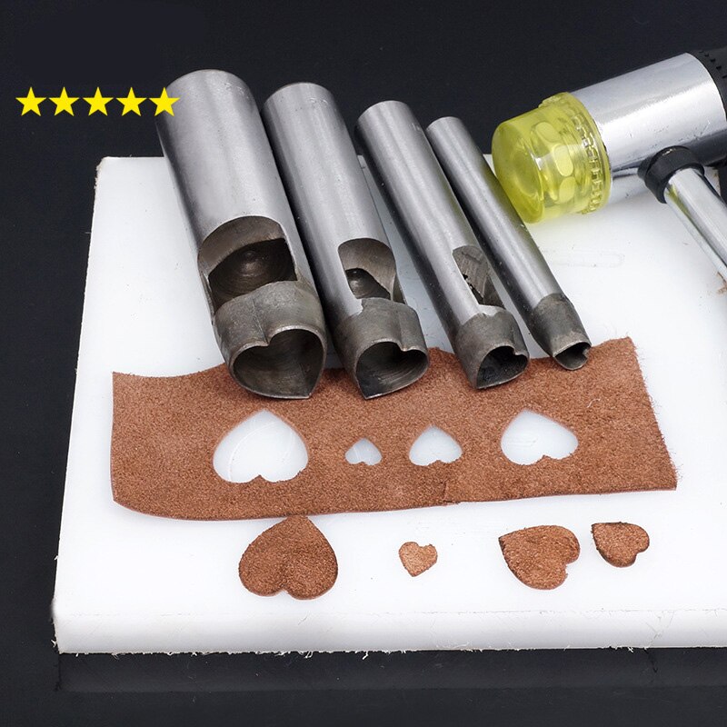 Lederen knutselgereedschap hartvormige snijder lederen handgemaakte knutselgereedschap pons 110mm lengte 3-15mm