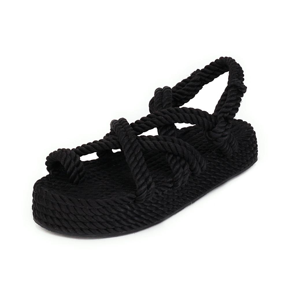 Sandaler kvinna skor flätat rep med traditionell avslappnad stil och enkel kreativitet sandaler kvinnor sommarskor: 2 / 6.5
