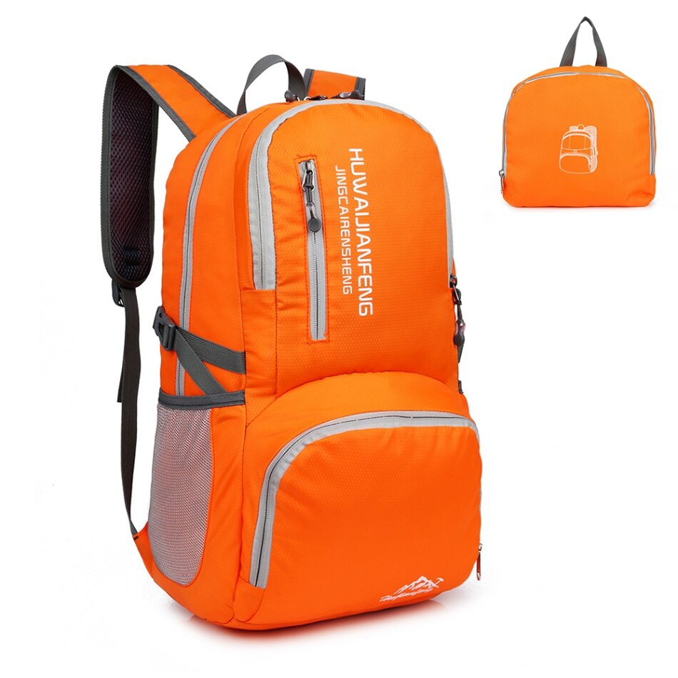 30L Lichtgewicht Opvouwbare Rugzak Waterdichte Outdoor Rugzak Nylon Vrouwen Mannen Fietsen Rugzak Reistas Wandelen Camping Dagrugzak: orange
