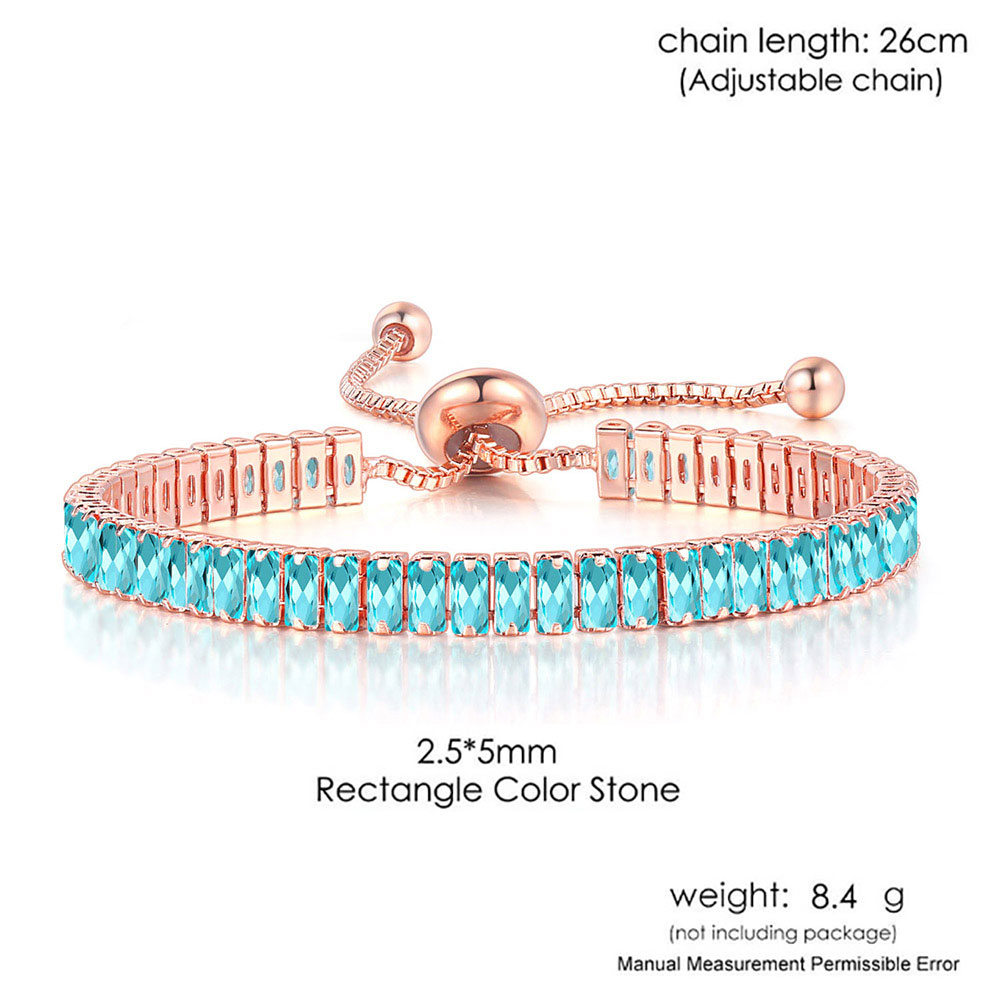 Pulseras de tenis ajustables para mujer, cadena de cristal de circonia brillante azul en la mano, pulsera con dijes para mujer, joyería de tendencia, para niña: Verde Dragonly