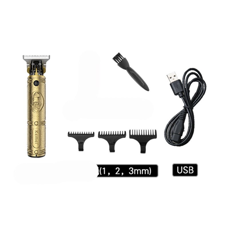 Kemei t-blade esqueleto dragão phoenix buda cabeça aparador de pêlos sem fio d8 t9 0mm escultura máquina de cortar cabelo acabamento: Human