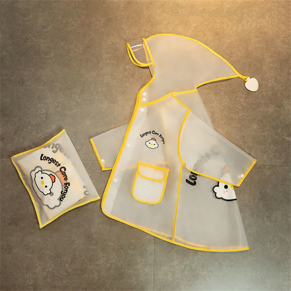 Kinderen Cartoon Regenjas Transparante Waterdichte Hooded Regenjas Regenkleding Voor Kinderen Jongens Meisje Student Regenpak Songkran Festival: D / S (80-90CM)