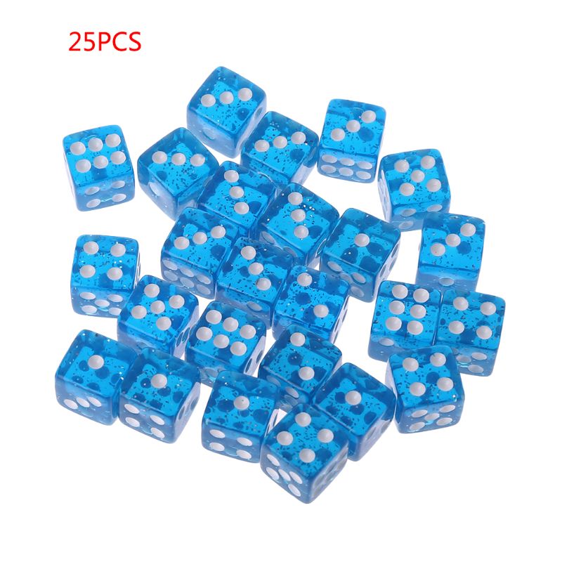 25 Pcs/Set Party Game Dice 12 Square Transparent Dices Colorful Club Play For Dungeon D & D Desktop Table Games: Blue