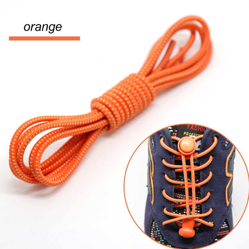 1pair Locking Shoe Laces Shoestrings Running Triathlon No tie Shoelace Sports Laces Hiking Shoelaces Children Elastic Shoelace: orange