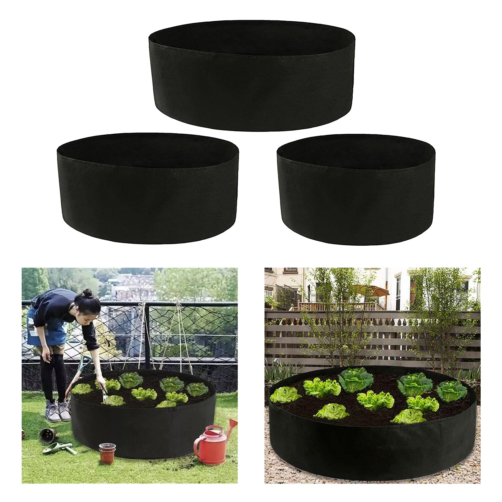 Round Felt Grow Bags Aeration Container Garden Plant Pot Wide Use Holds Soil