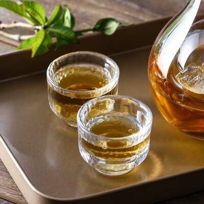 Creatieve Japanse Glas Wijn Set Hamster Nest Sake Set Decanter Crystal Wijn Warmer Glas Helder Wijn Pot Whisky Fles Bar: 2Cups