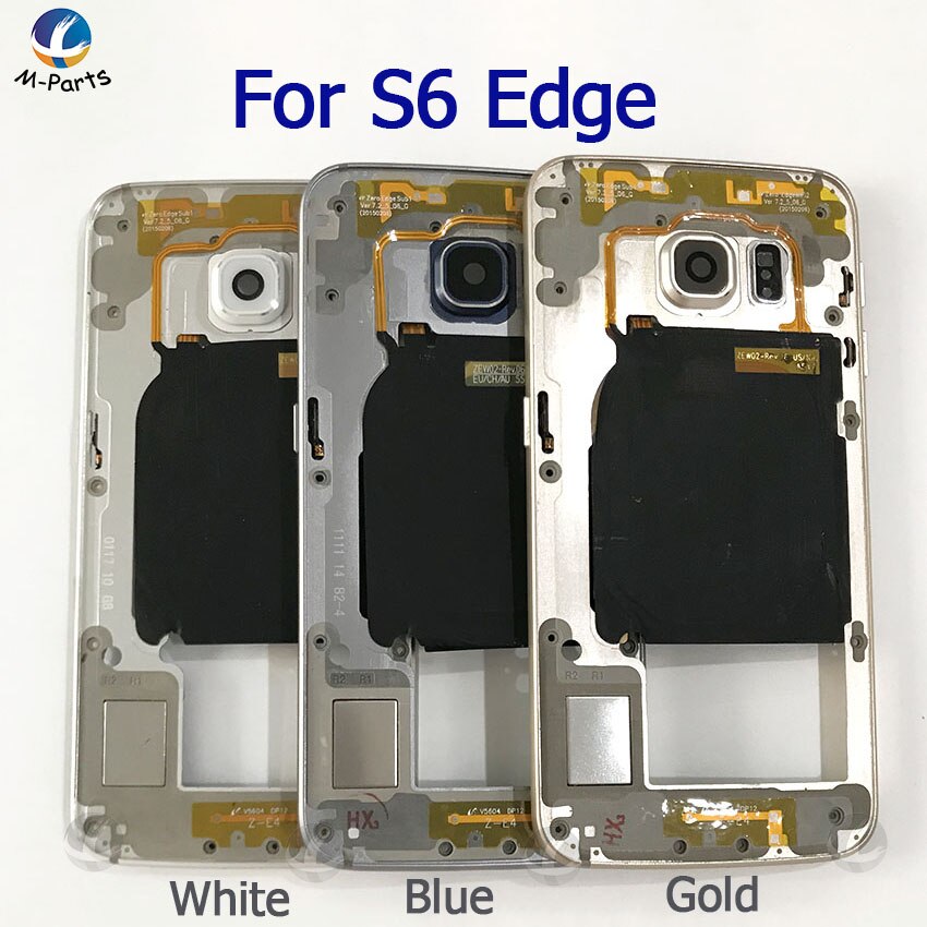 Marco medio Original chasis placa bisel para Samsung Galaxy S6 G920F S6 edge G925F S6 edge plus G928F carcasa trasera + NFC + parte