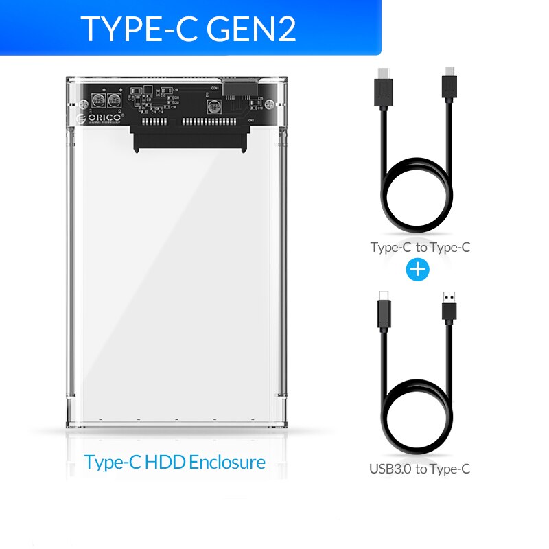 ORICO 2.5 &#39;&#39;Festplatte USB 3,0 Typ-C HDD Gehäbenutzen Externe transparent HDD fallen DIY Aufkleber für SSD HDD Kassette Band: USB3.1 Gen2