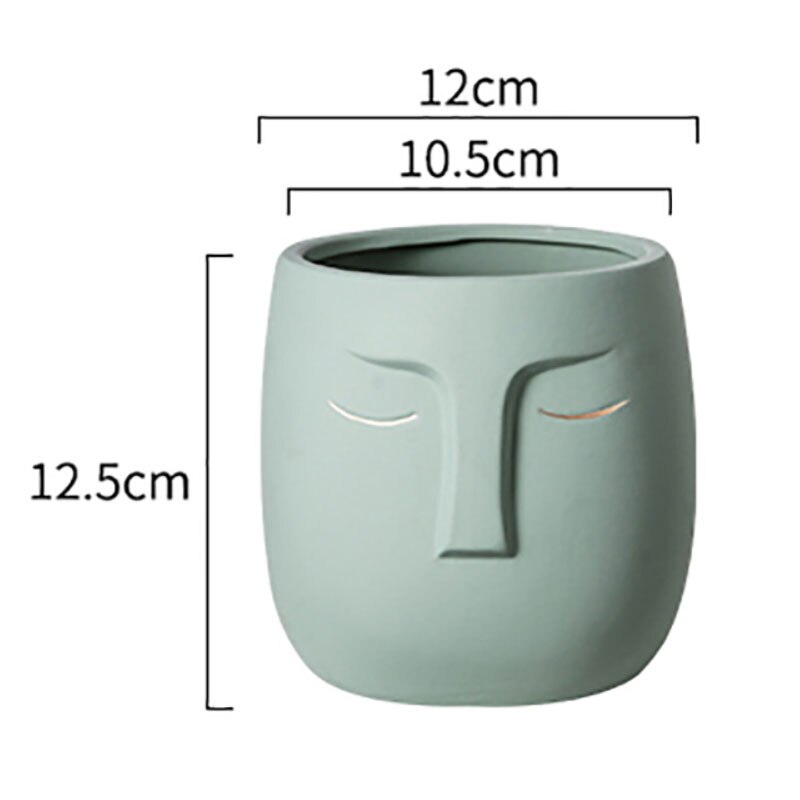 Jarrones de cerámica para decoración del hogar, maceta de cara humana nórdica, jarrón de Buda, escultura artística para habitación, arreglo de flores, macetas de cerámica verde
