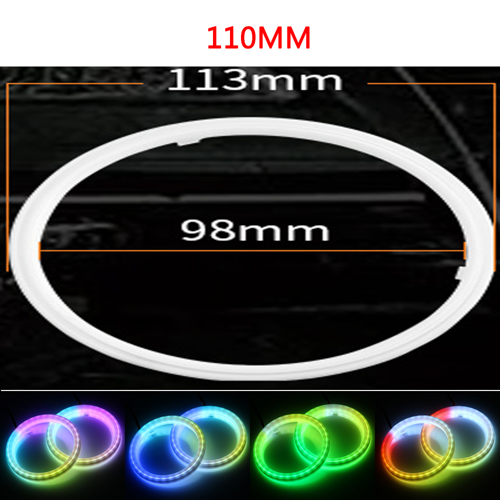 Bil LED Angel Eyes Halo Ringar - RGB med Blinkers - 60mm till 120mm - APP Bluetooth DRL Strålkastare: Vit