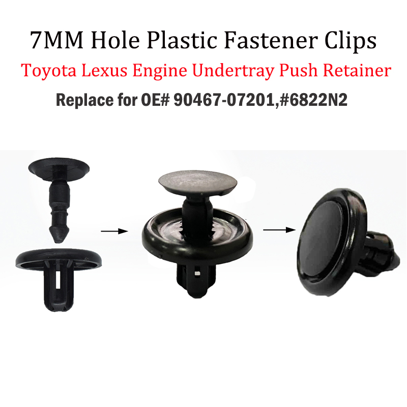 Remaches de plástico de 7mm para motor de coche, Clips de remache para Toyota Avensis, Corolla, Prius, Yaris, Lexus, ES300, ES350, 50 Uds.