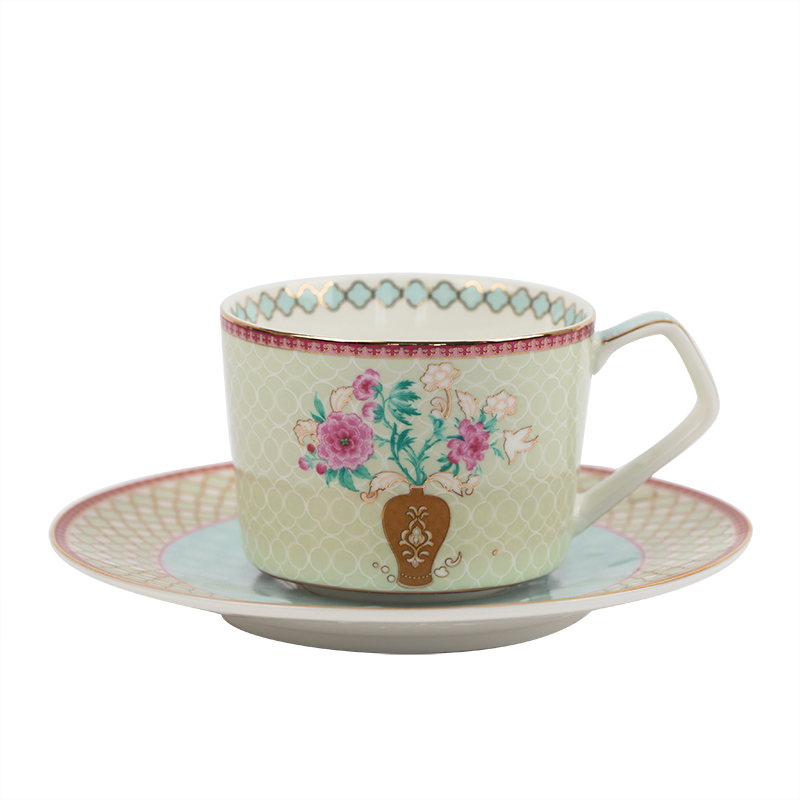 Luxury Tea Coffee Cup and Saucer Set Tea Porcelain Tea Coffee Cup Set Ceramic Espresso Tazza Home Drinkware AB50SX: Cup
