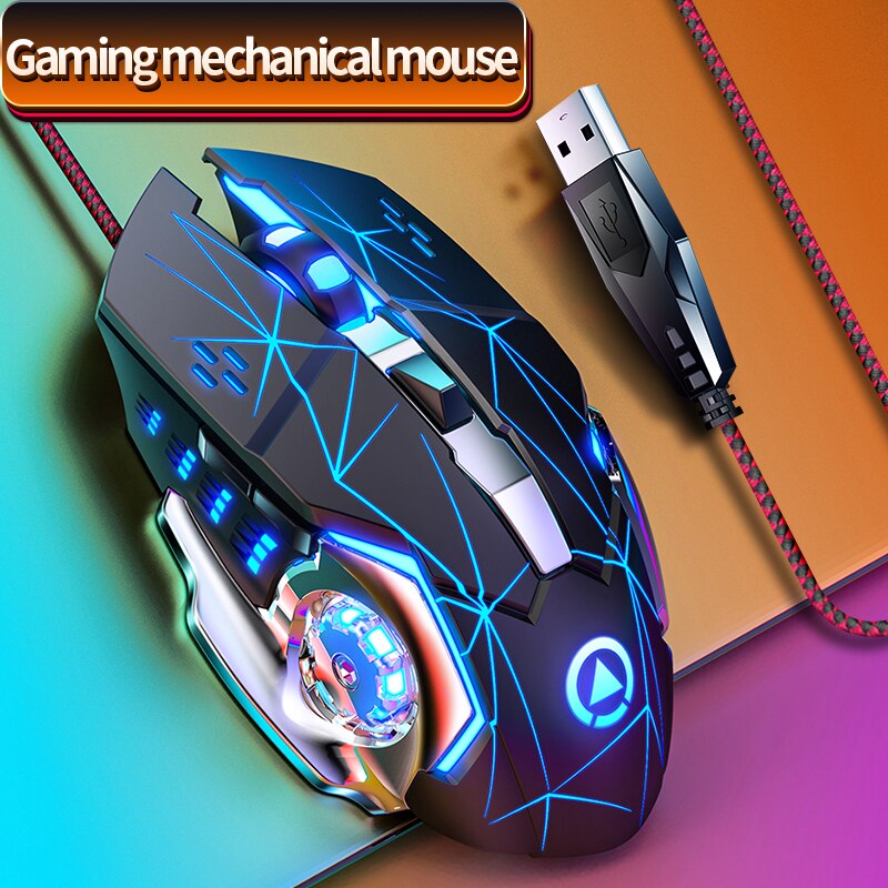 Silent Mouse RGB Color Breathing Gaming Mouse 3200DPI 6 Buttons Ergonomics Mouse USB Wired Mouse For PC Laptops Computer Mice