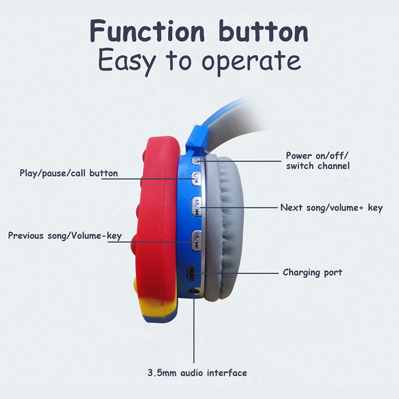 Wireless Bluetooth Headphones Silicone Fidget Toys Headsets Sensory Bubble Toy Antistress Head-Mounted Stereo Bluetooth Earphone