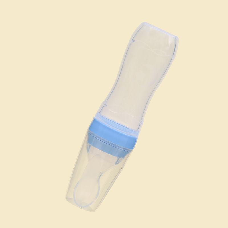 120Ml Veilig Pasgeboren Baby Zuigfles Peuter Siliconen Squeeze Voeden Lepel Melk Fles Baby Training Feeder: Blue