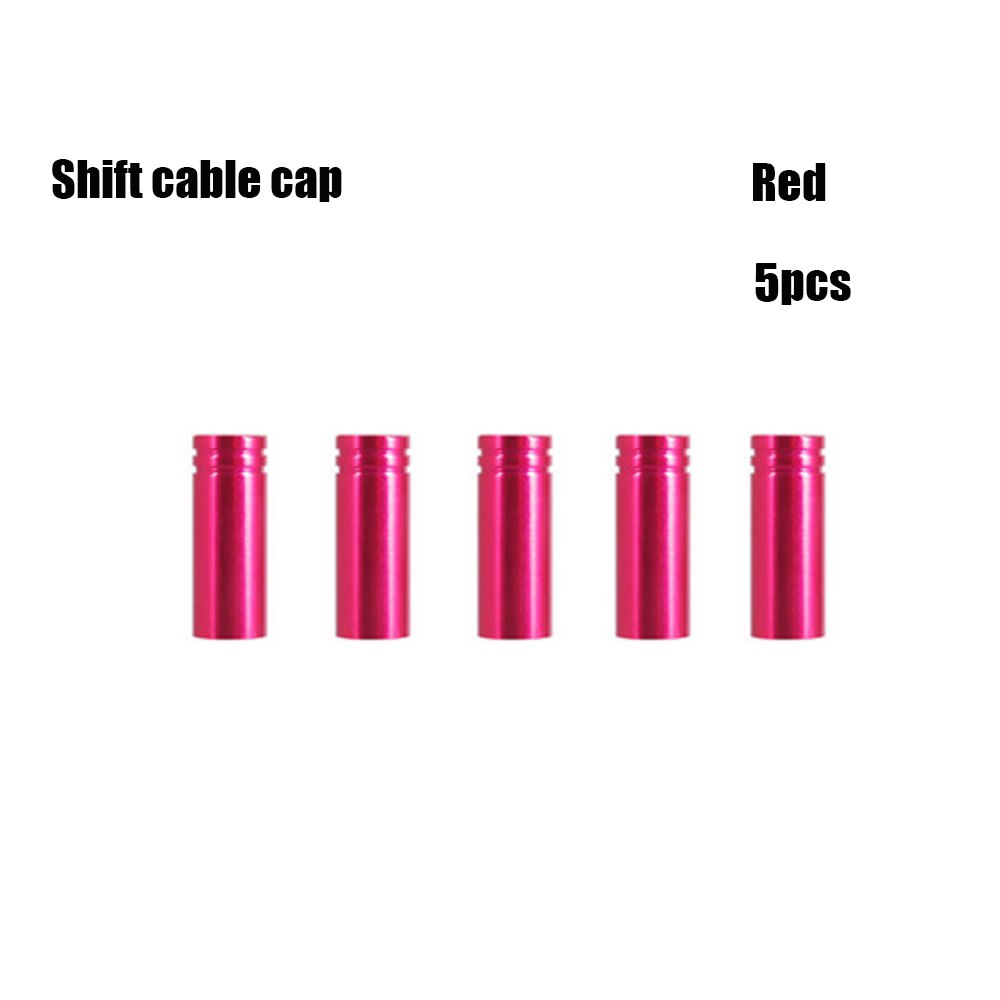 Tapa de Cable de cambio de freno/desviador de aluminio, 5 piezas, 4 colores, tapa de punta de extremo de bicicleta para exteriores, accesorios de piezas de ciclismo de montaña y carretera: Red Shift Caps