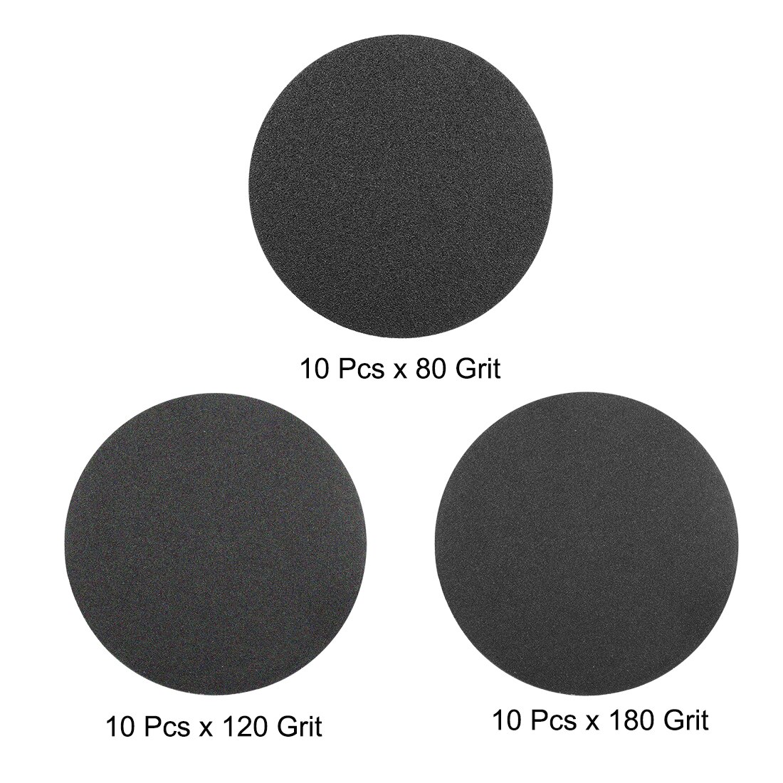Uxcell – disques abrasifs en carbure de silicium, 5 pouces, grain 80/120/180, pour le polissage de meubles, 30 pièces