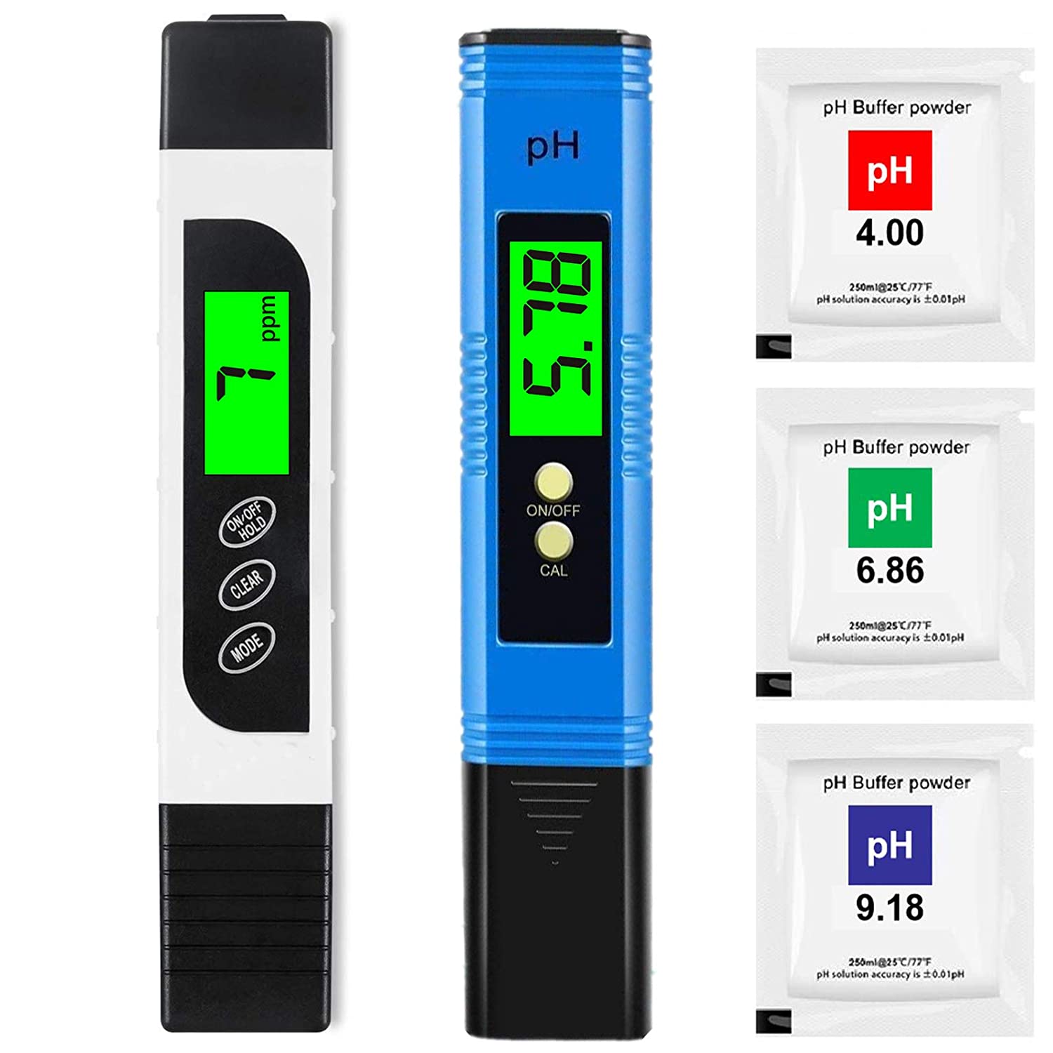 PH Meter & TDS Meter Combo, Upgraded Backlight PH TDS EC & Temperature 4-in-1 Water Tester, High Accuracy Digital Water: White
