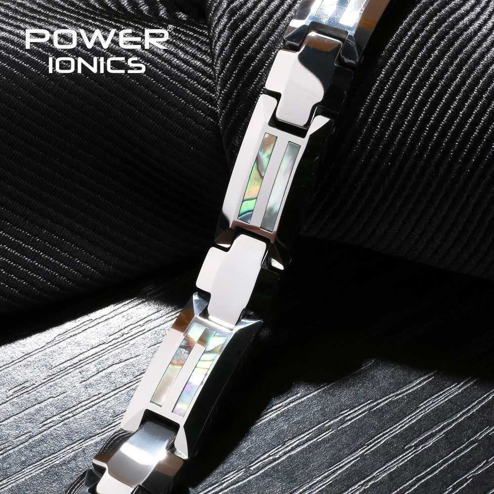 Power Ionics Magnetische Armband Mannen Luxe Natuurlijke Shell Nooit Scratch Tungsten Stalen Armbanden Voor Vrouwen Cross Sieraden