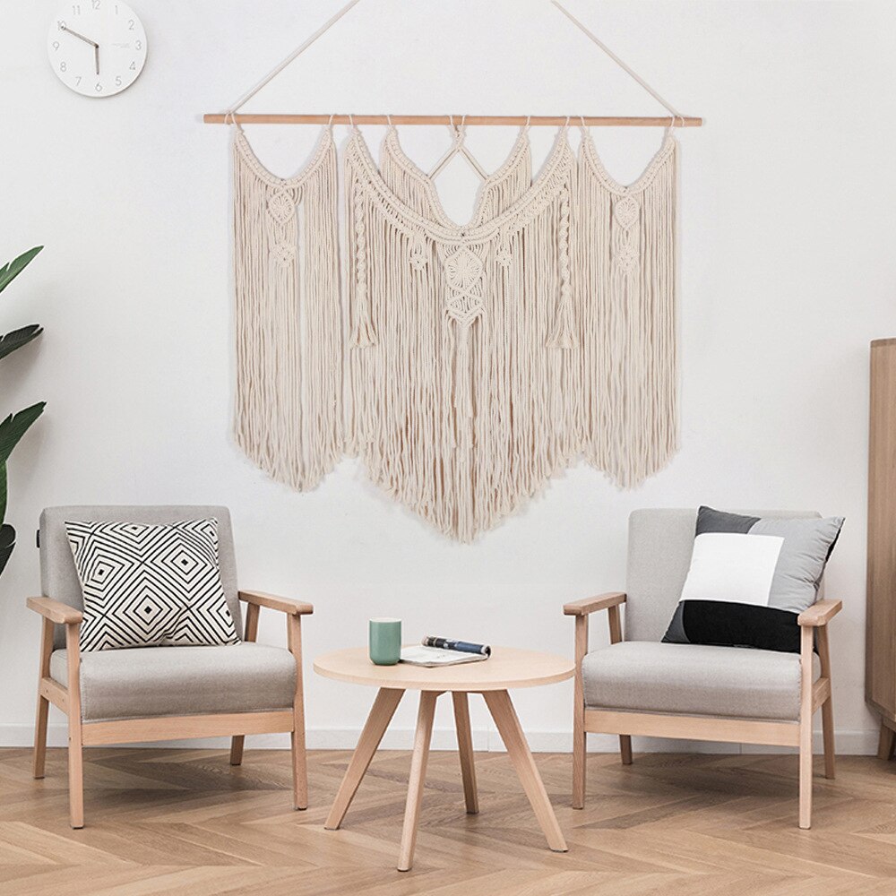 Floral Tapestry Wall Hanging Bohemian Handmade Woven Tapestry Geometric Modern Boho Living Room Bedroom Decoration