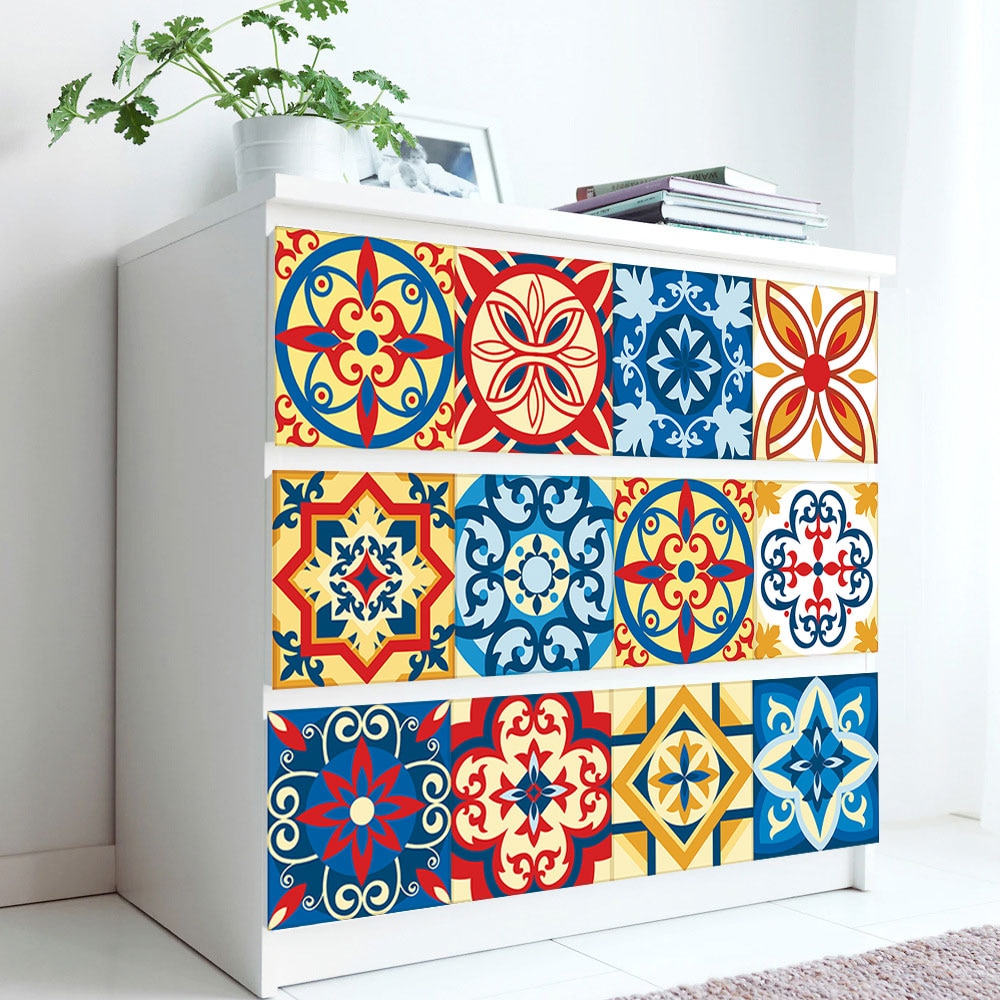 10/15/20/30cm marokkansk stil keramiske fliser wallstickers badeværelse køkken boligindretning tapet skræl &amp; stick pvc kunst vægdecals