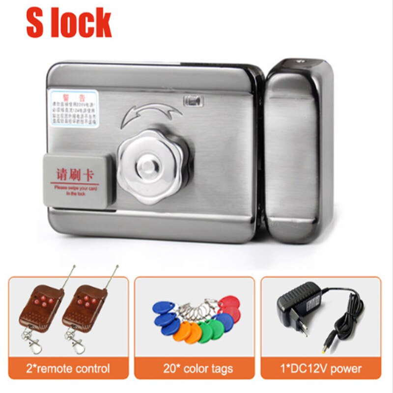 Smart remote control ID Card tag Door gate lock castle Access Control Electronic integrated RFID Rim lock double RFID reader