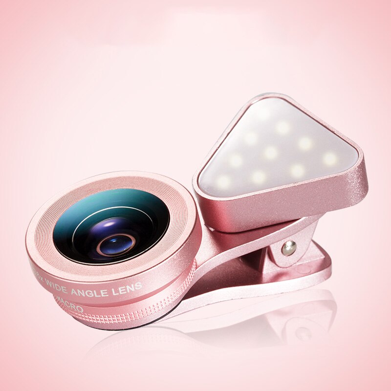 Lumière de remplissage LED pour Selfie en direct, pour téléphones, objectif de téléphone grand Angle, auto-prise de vue, lampe de beauté Macro: rose gold 2