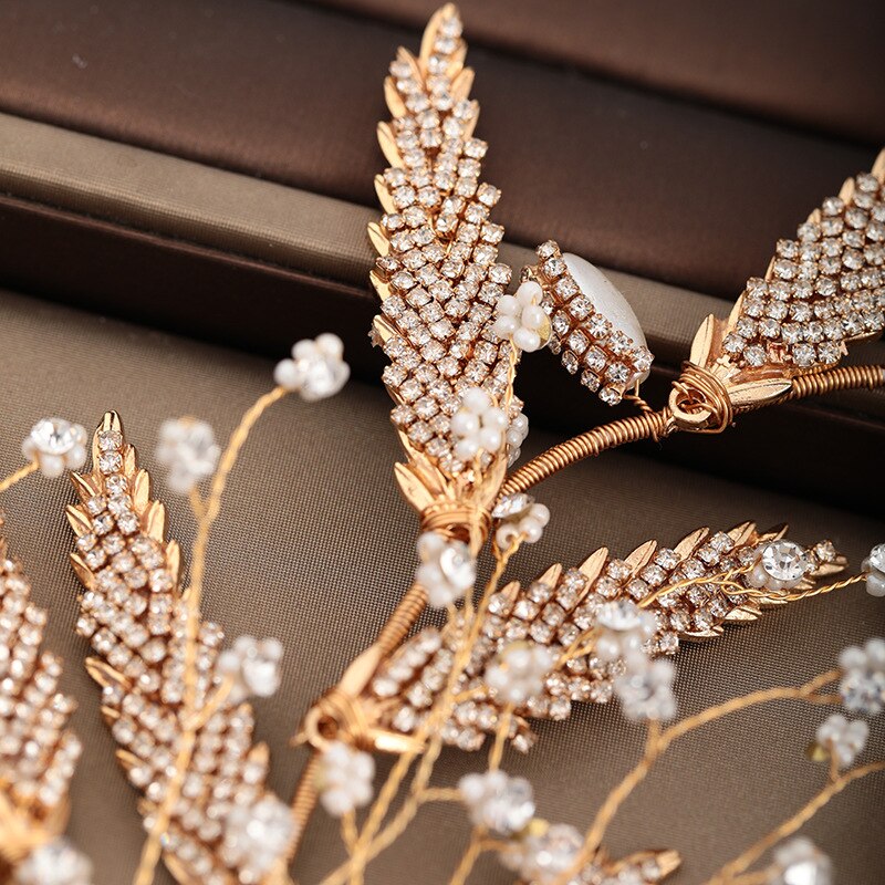 Bruid Bruiloft Haarband &amp; Oorbellen Sets Handgemaakte Bloemen Kralen Pearl Decoratie Dames Haren Accessoires Koreaanse Vrouwen Jewel